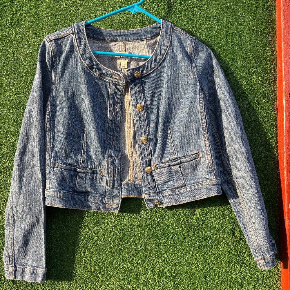 J Crew cropped denim jacket